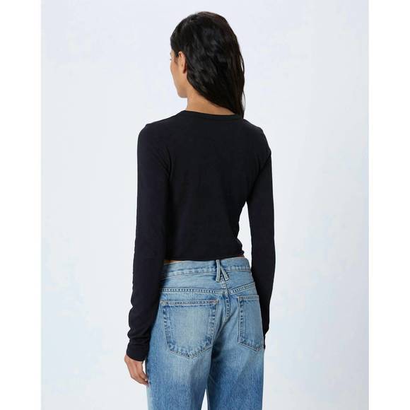 NEW SLVRLAKE long sleeve crop baby tee in raven - Picture 2 of 4